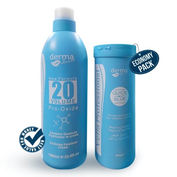 Derma Clean Skin Polish Quick Blue Bleach Salon Pack Powder Volume Developer 1000ml